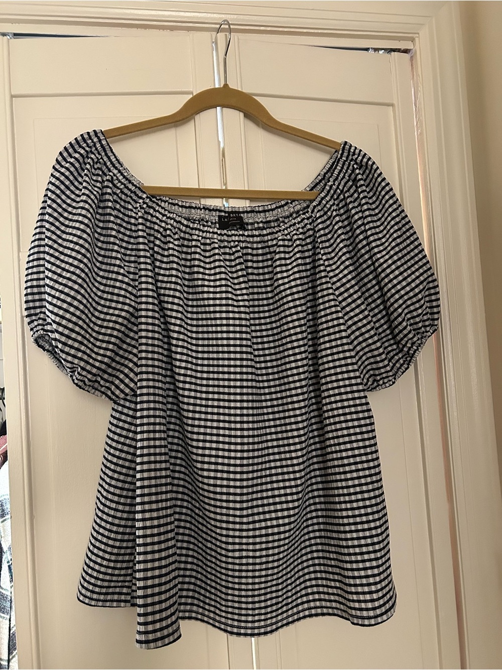 Lane Bryant Black and White Gingham Off-Shoulder Blouse